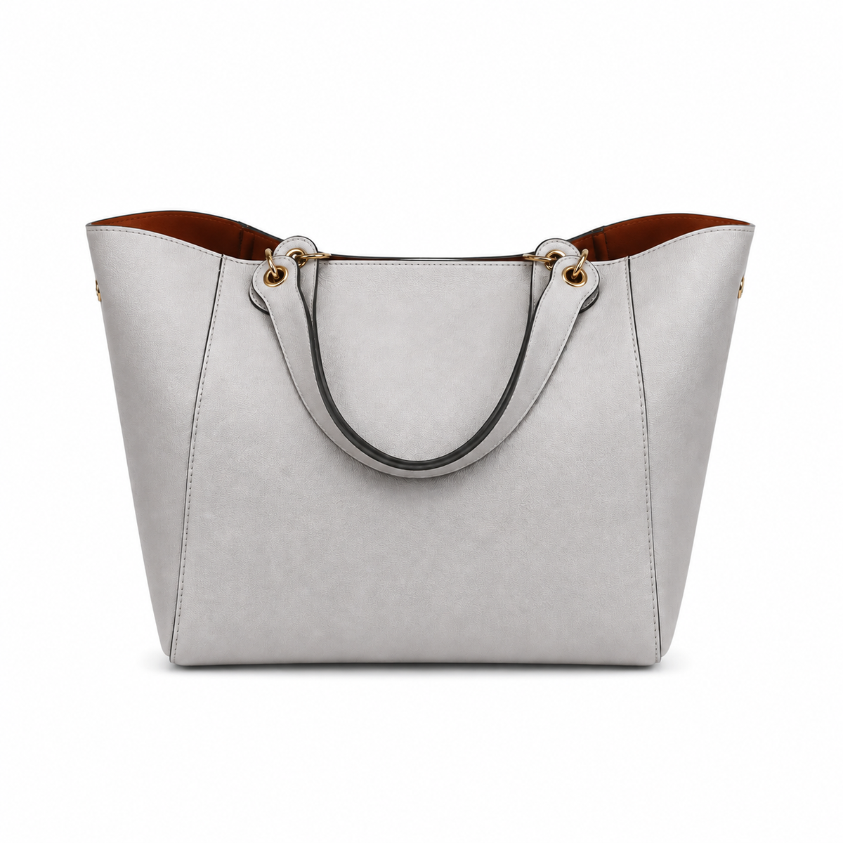 Elegant Light Grey Structured Tote Handbag-4