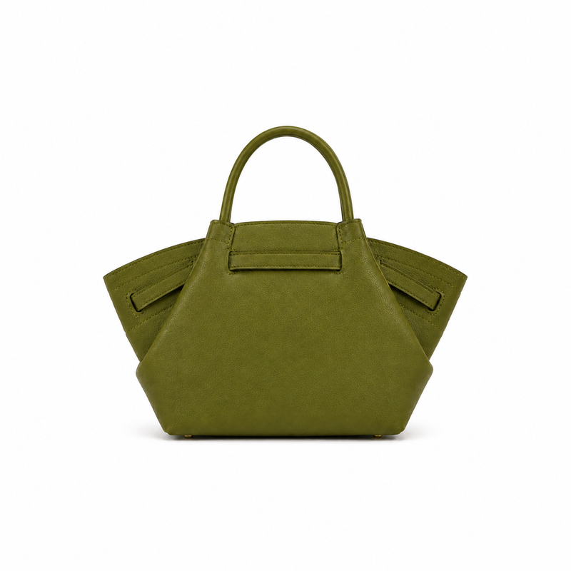 Olive Green Structured Winged Handbag-2