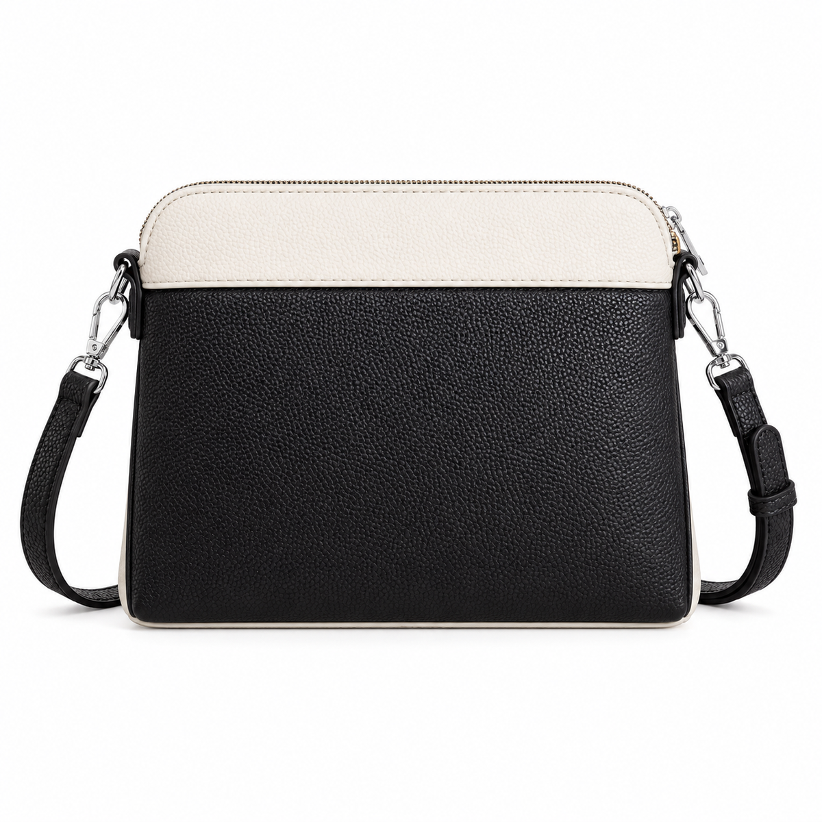 Black Cream Brown Textured Crossbody Bag-3