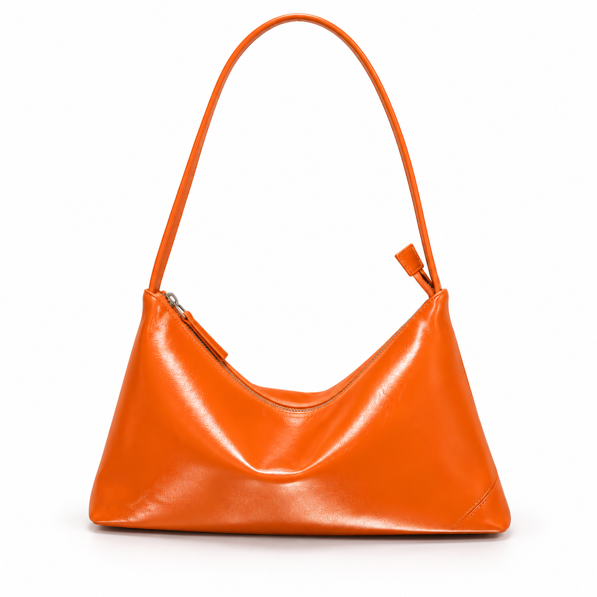 Chic Orange Slouchy Zipper Shoulder Bag-2