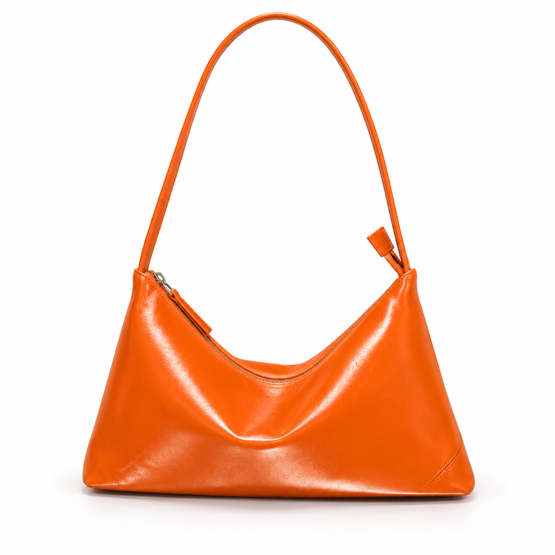 Chic Orange Slouchy Zipper Shoulder Bag-2