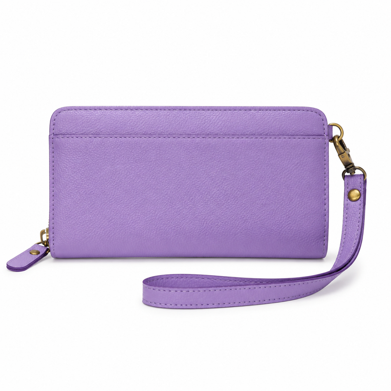 Purple Floral Rose Wristlet Wallet-3