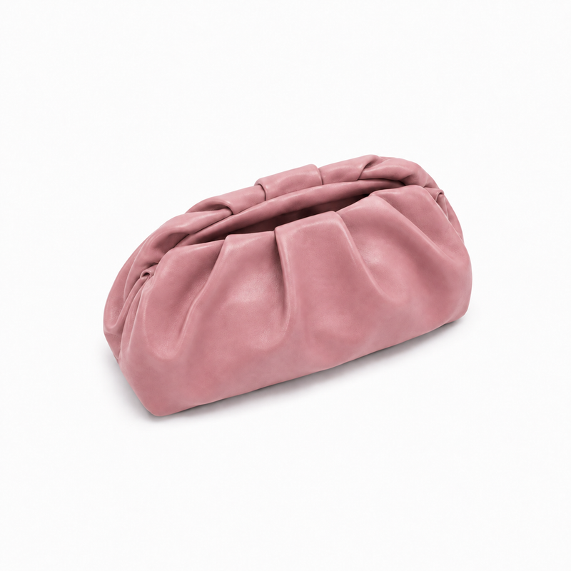 Blush Pink Ruched Cloud Clutch Bag-2