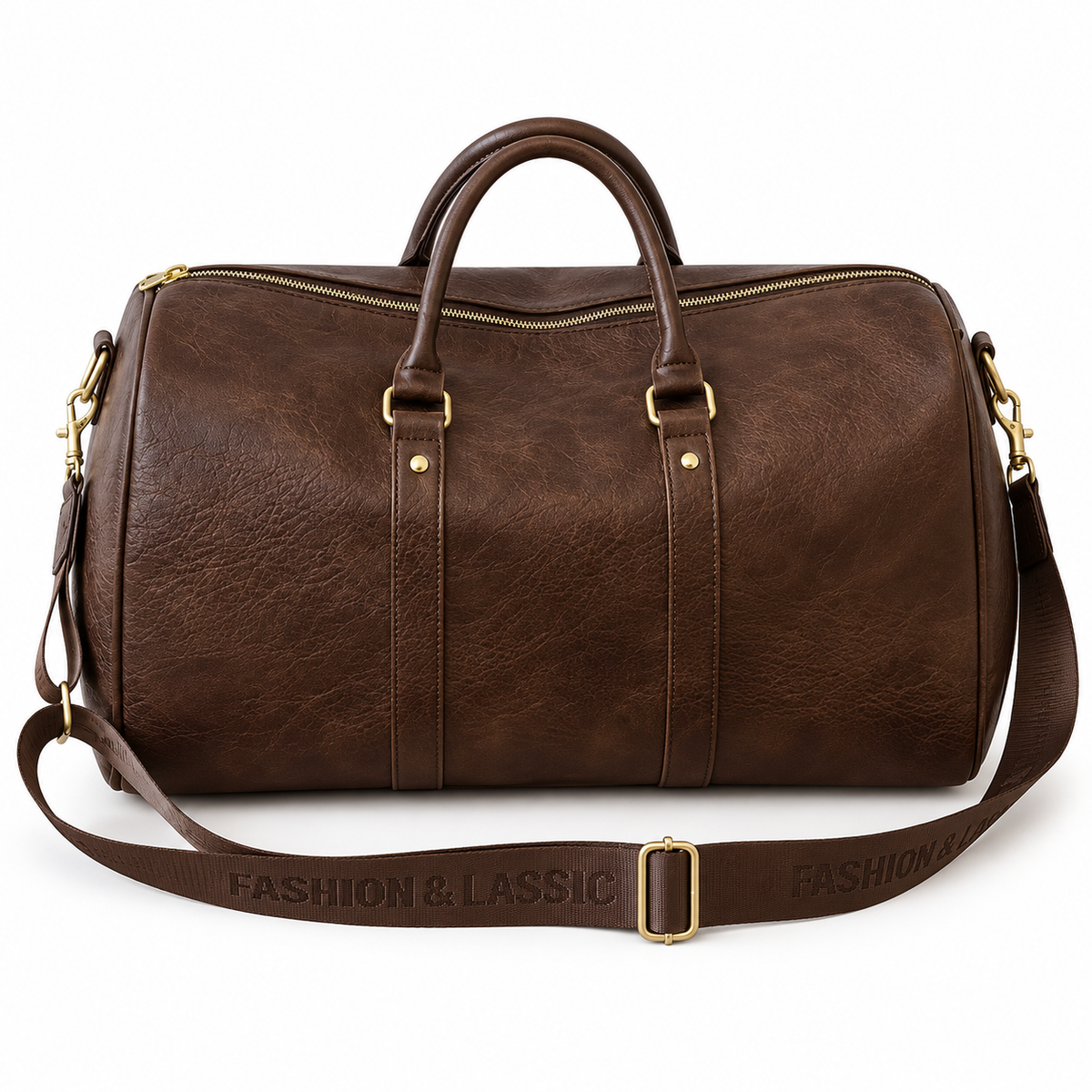 Classic Dark Brown Leather Duffel Bag