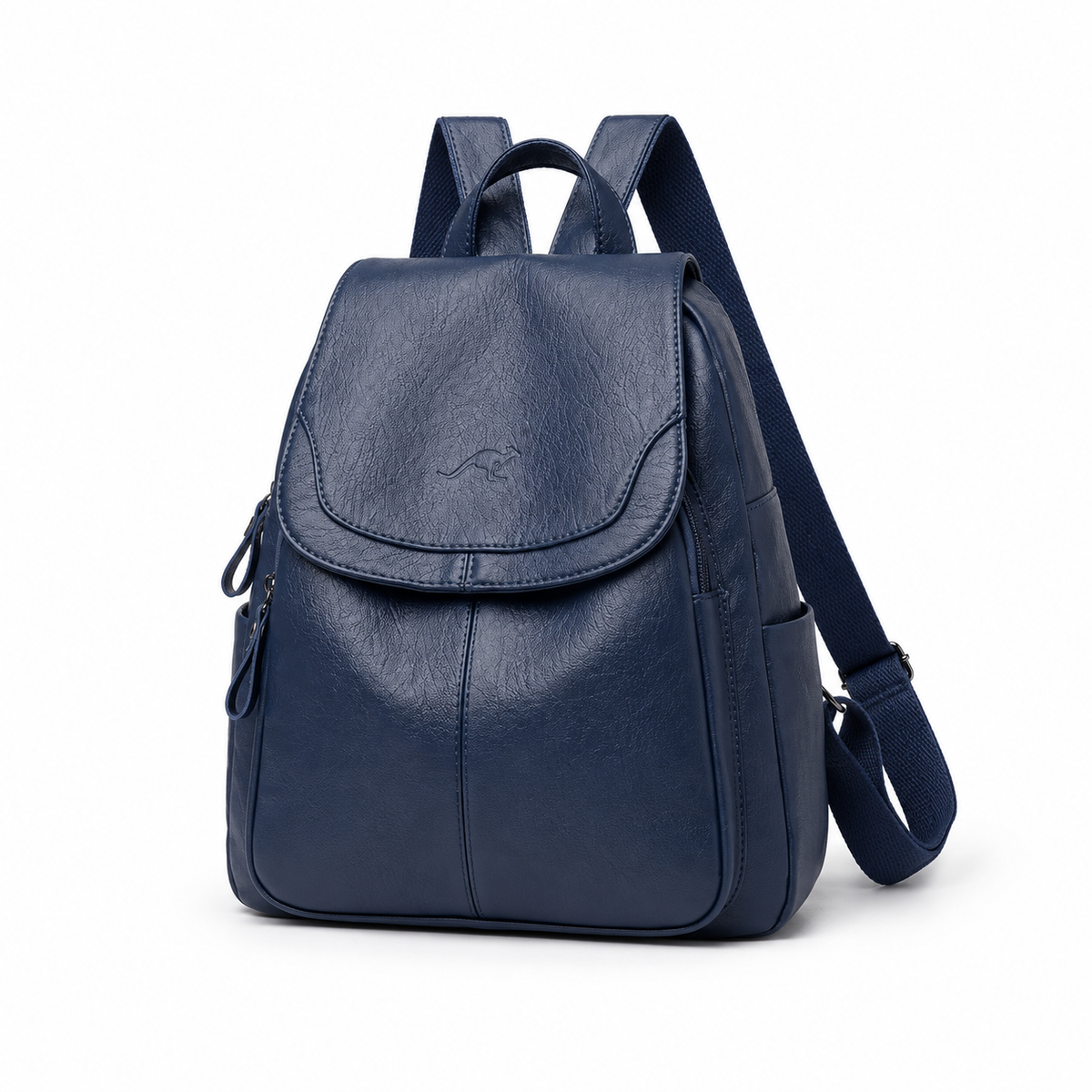 Dark Navy Blue Adjustable Flap Backpack-3