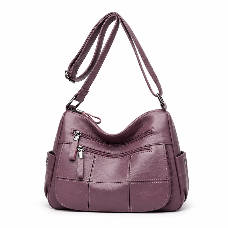 Elegant Mauve Multi Pocket Crossbody Bag-2