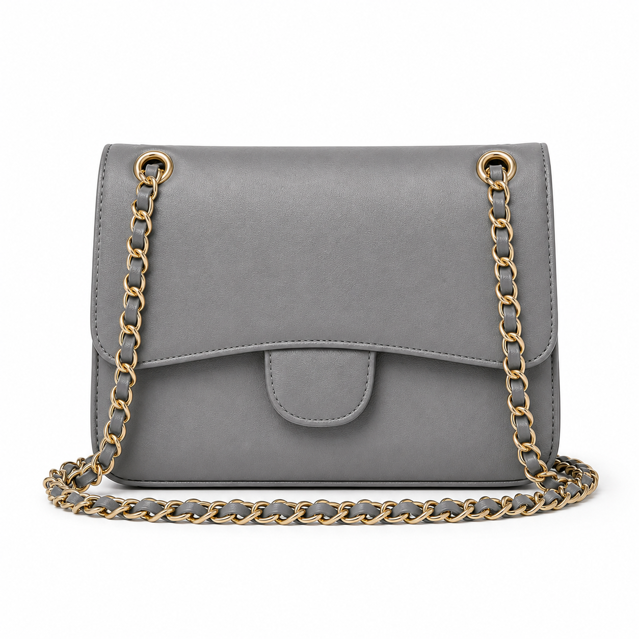 Grey Chain Strap Flap Shoulder Bag-2
