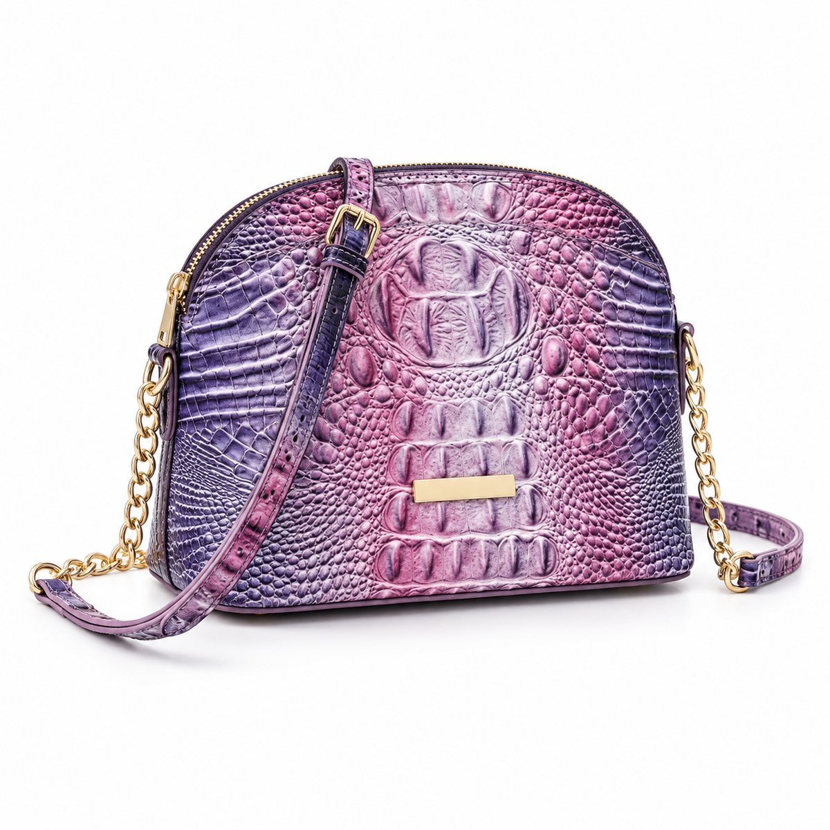 Purple Ombre Croc Embossed Crossbody Bag