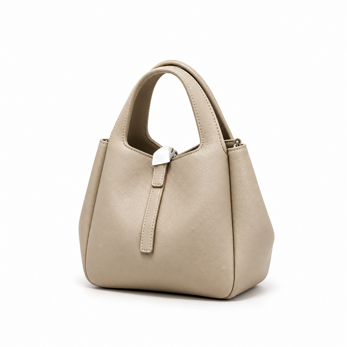Elegant Pebbled Leather Structured Tote Handbag-3