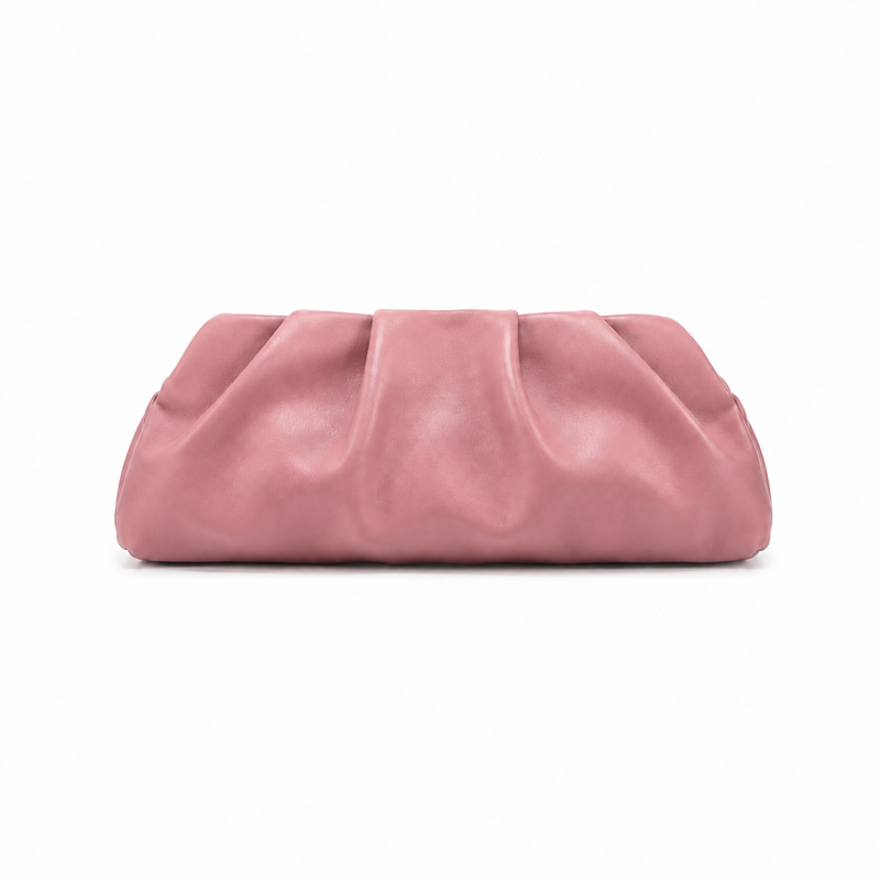 Blush Pink Ruched Cloud Clutch Bag-4
