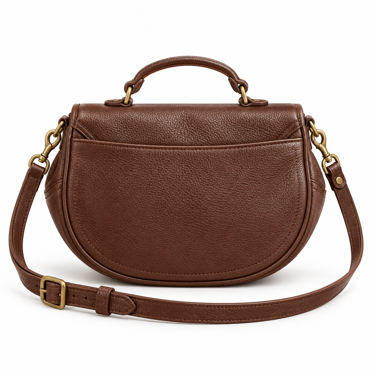 Vintage Coffee Brown Saddle Crossbody Bag-3