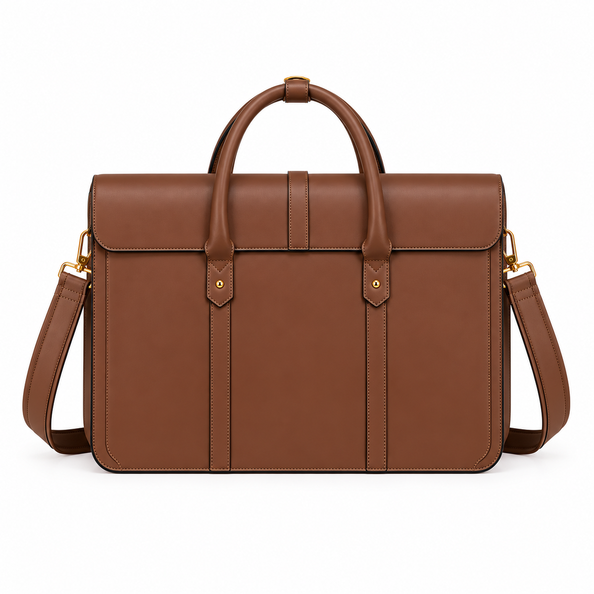 Brown Leather Laptop Bag With Bow-2