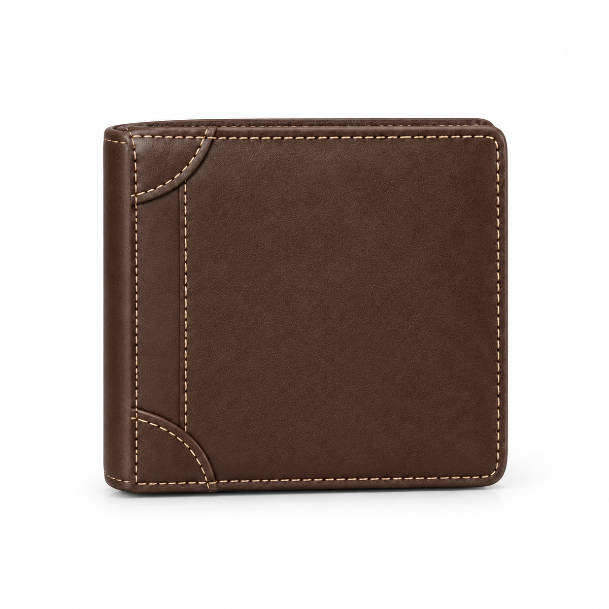 Classic Coffee Bifold Wallet With Stitching