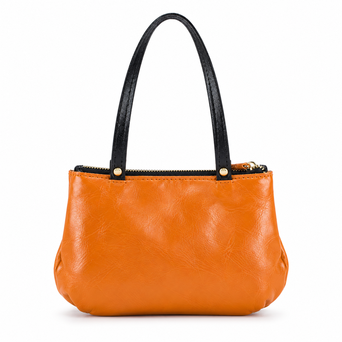 Orange Kiss Lock Double Handle Clutch-2