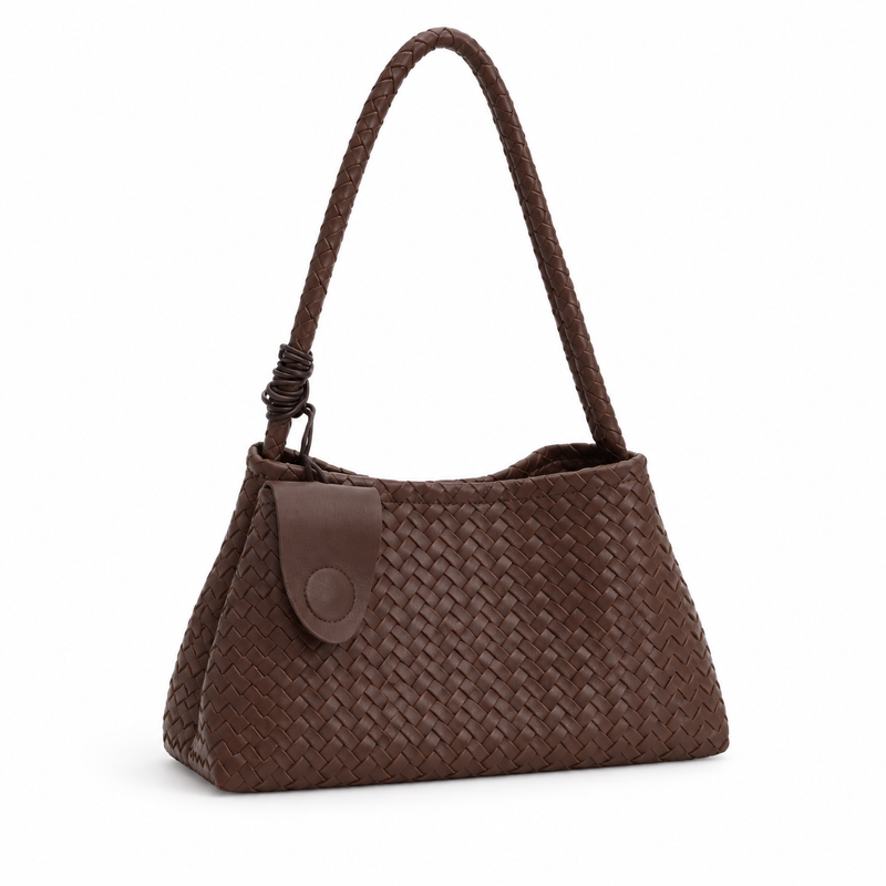 Mud Colour Woven Braided Shoulder Bag-1