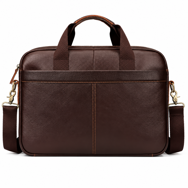 Classic Dark Brown Leather Business Briefcase-2