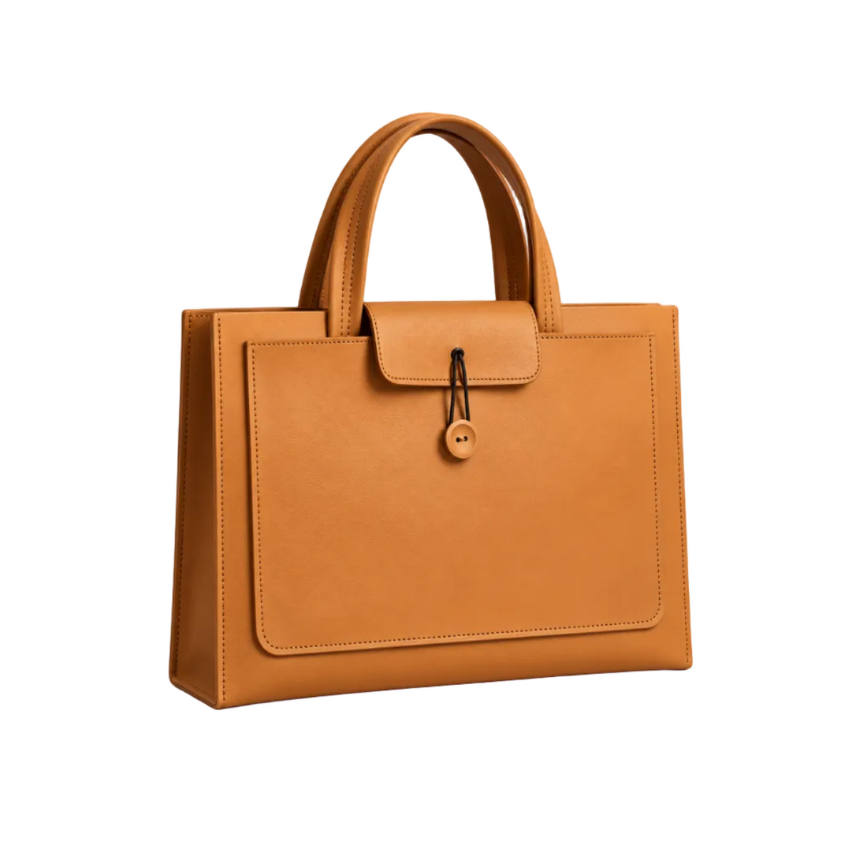 Classic Tan Leather Laptop Tote Bag-1