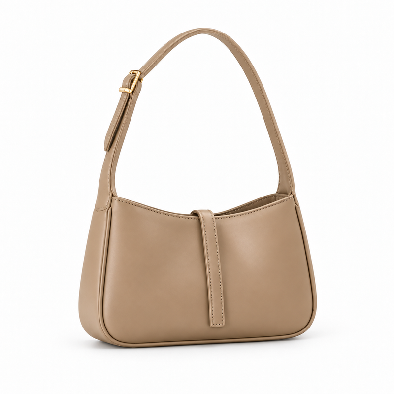 Elegant Minimalist Taupe Shoulder Handbag Design-1