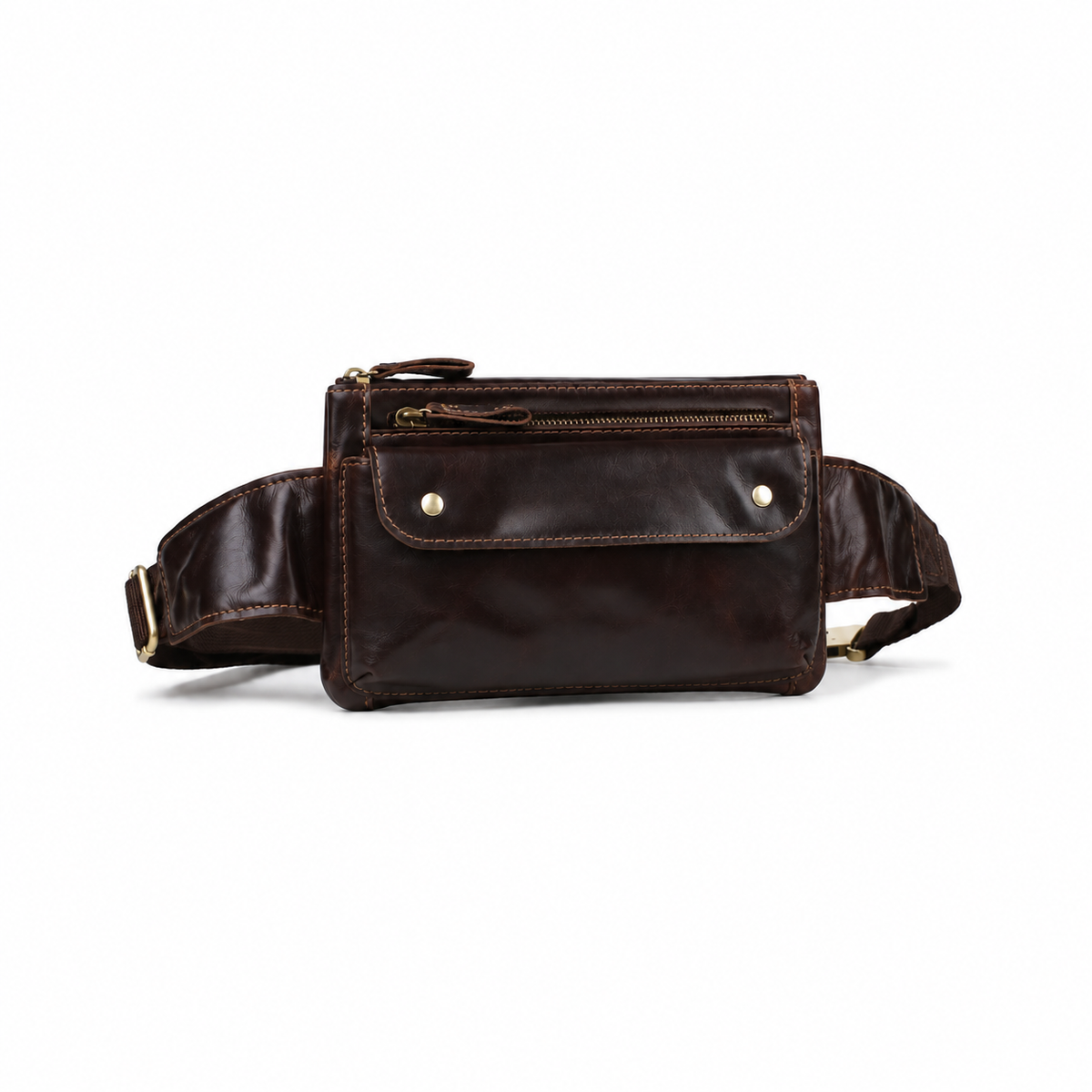 Vintage Dark Brown Leather Waist Bag