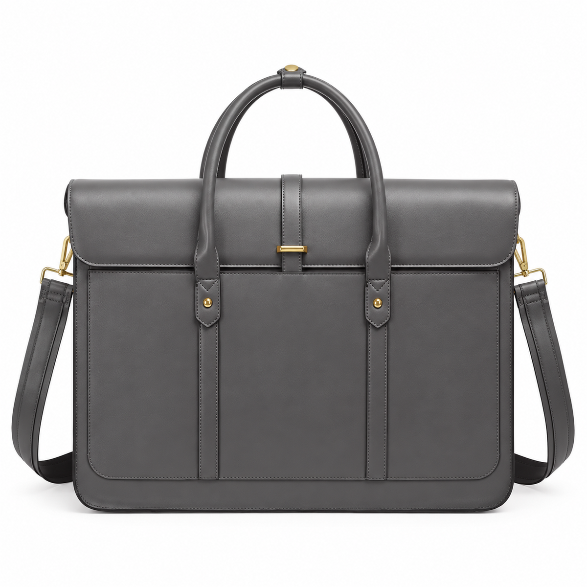 Grey Bow Detail Leather Laptop Bag-3