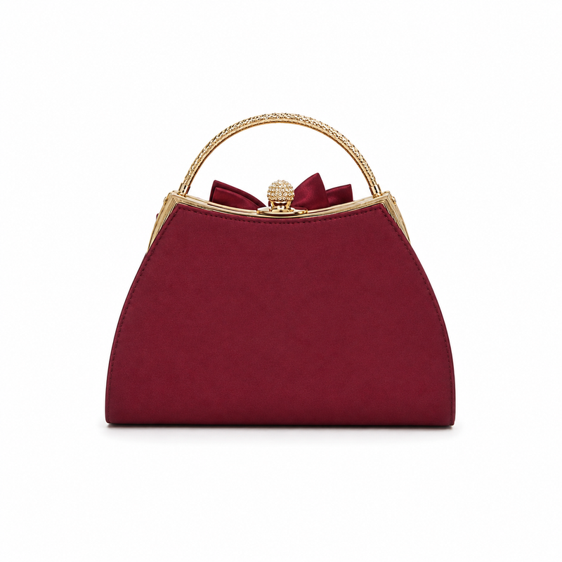 Burgundy Floral Clutch with Pearl Embellishment-4
