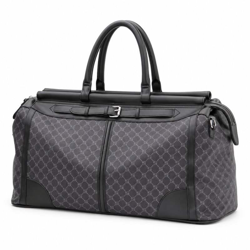 Charcoal Patterned Overnight Duffel Travel Bag-3
