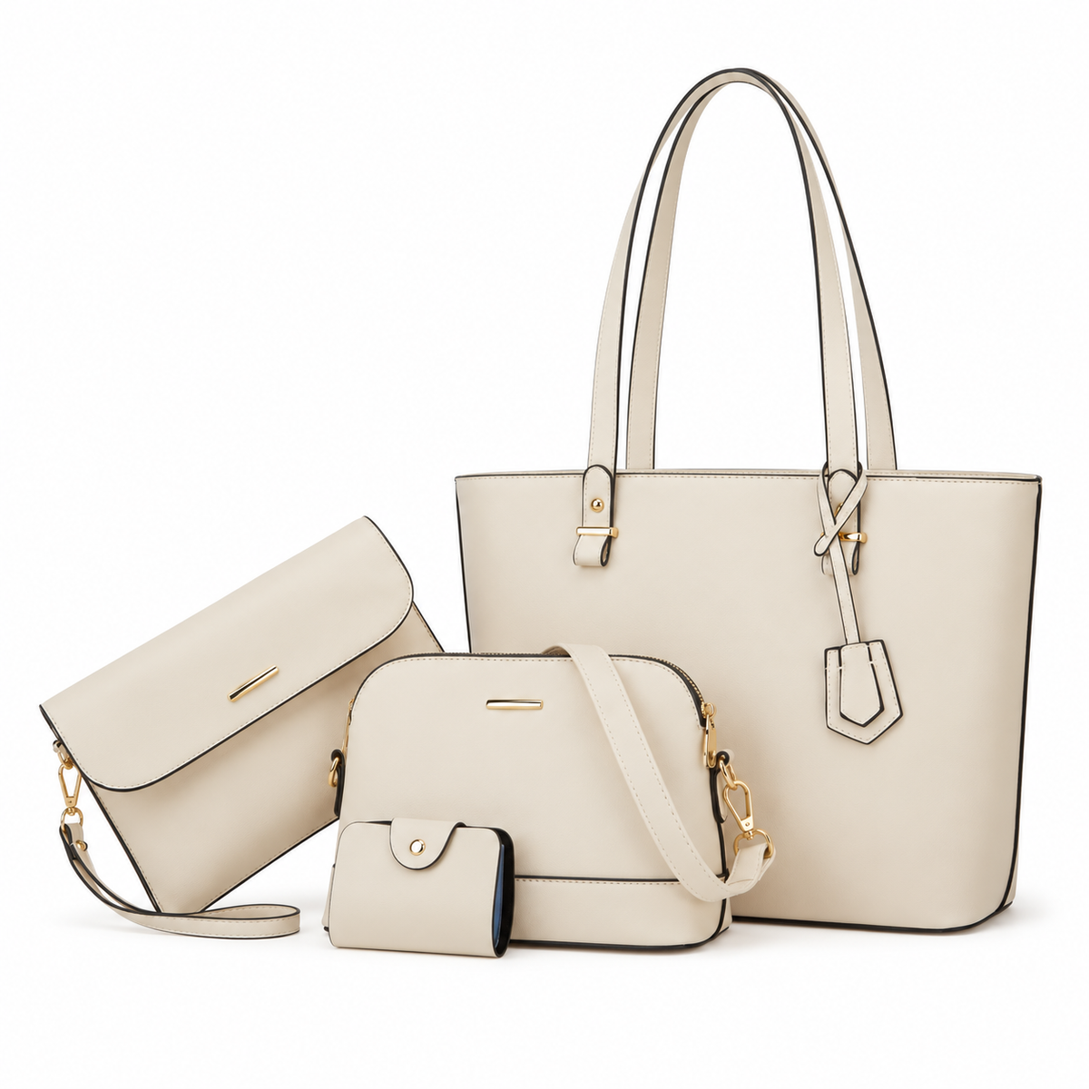 Elegant Ivory Four Piece Handbag Set-4