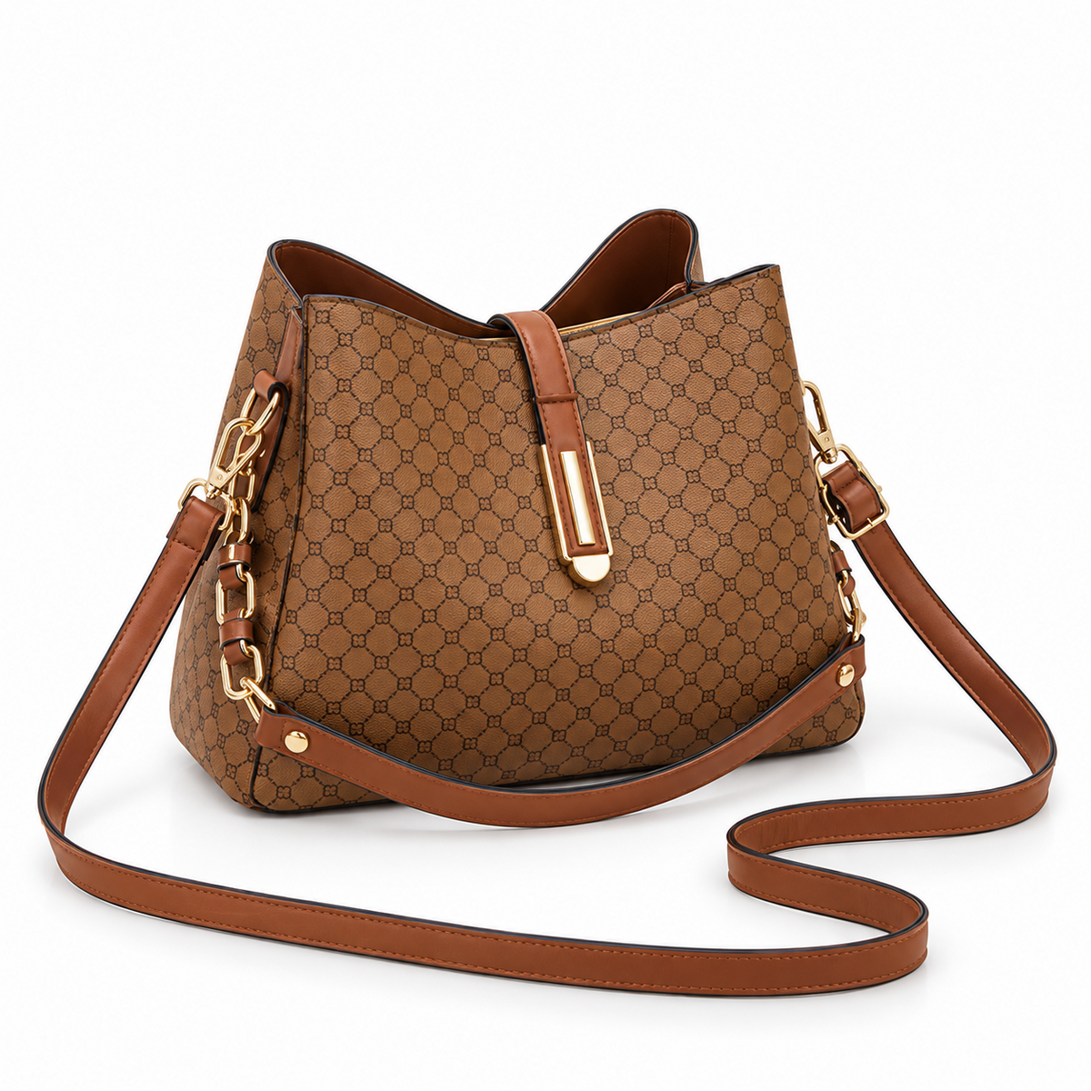 Elegant Brown Monogram Shoulder Bag Handbag-1