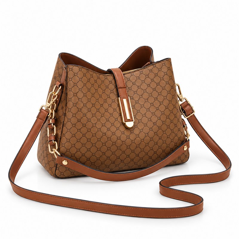 Elegant Brown Monogram Shoulder Bag Handbag-1