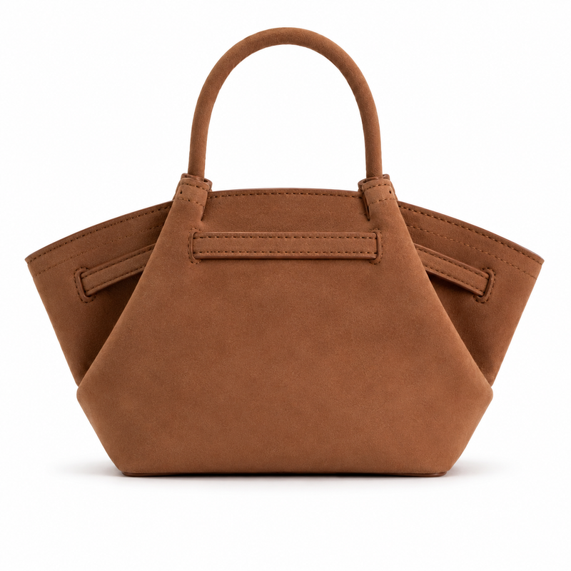 Elegant Brown Suede Winged Top-Handle Handbag-2