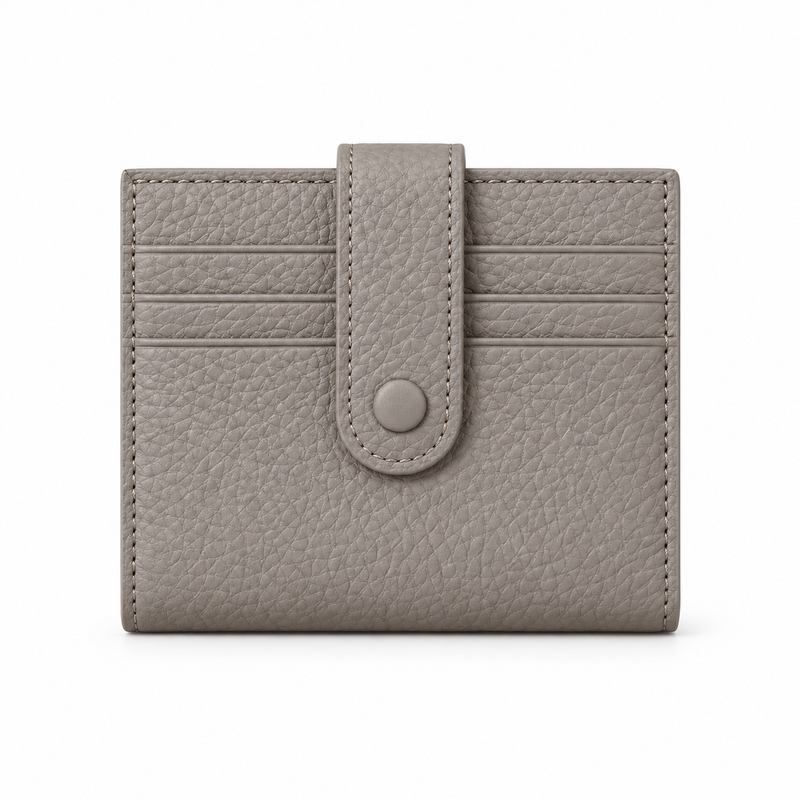 Elegant Grey Textured Snap Closure Wallet-4