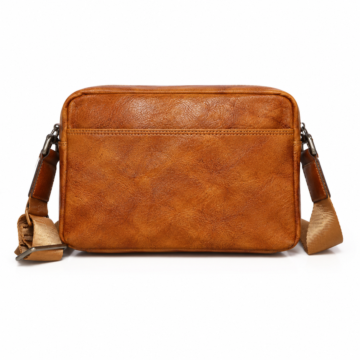 Vintage Brown Leather Crossbody Messenger Bag-3
