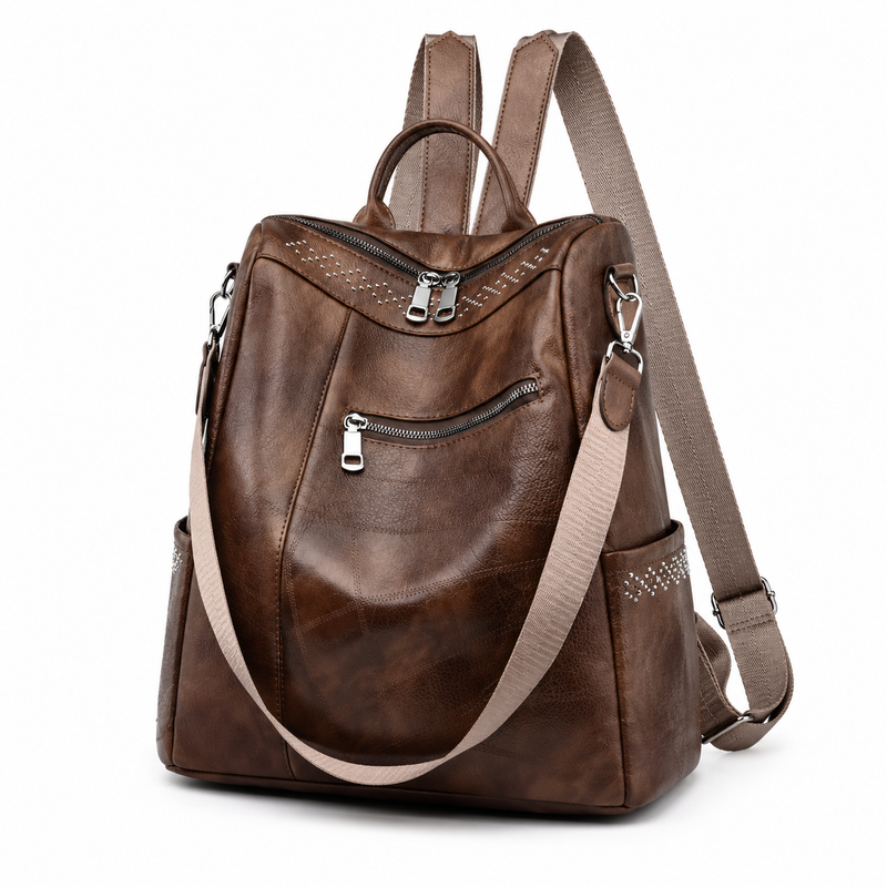 Vintage Coffee Convertible Backpack Shoulder Bag-3