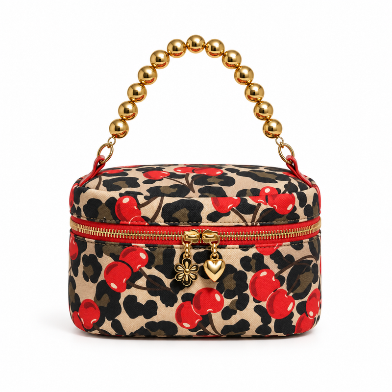 Cherry Leopard Print Gold Handle Bag-4