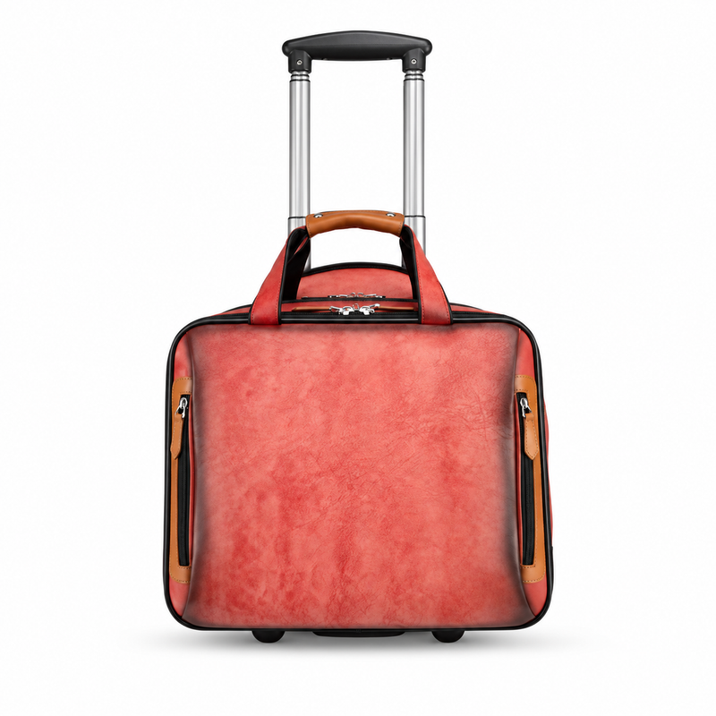 Coral Textured Rolling Travel Tote Bag-4