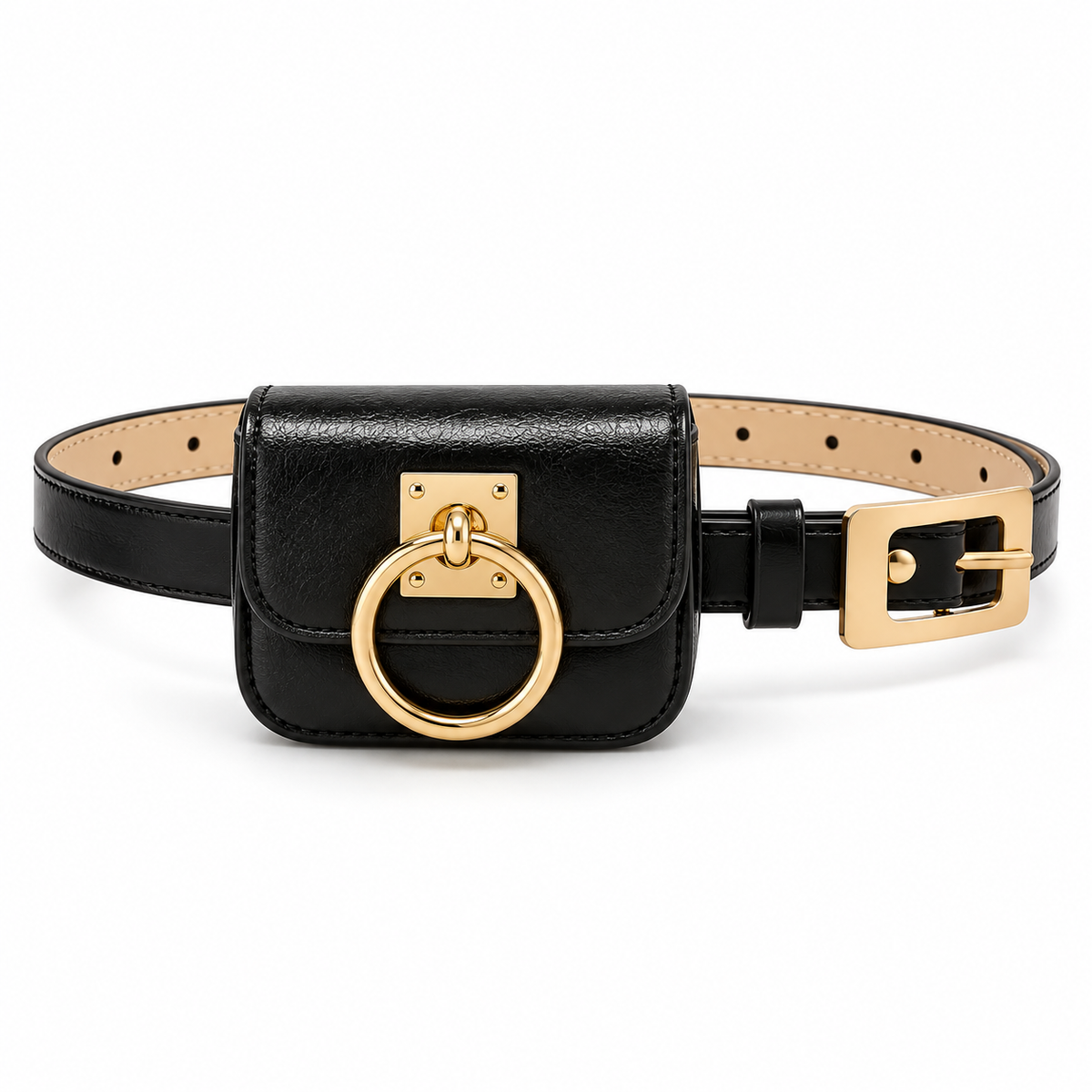 Black Belt Bag With Golden Ring-3