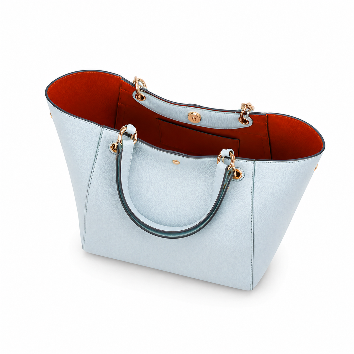 Women’s Light Blue Textured Tote Handbag-4