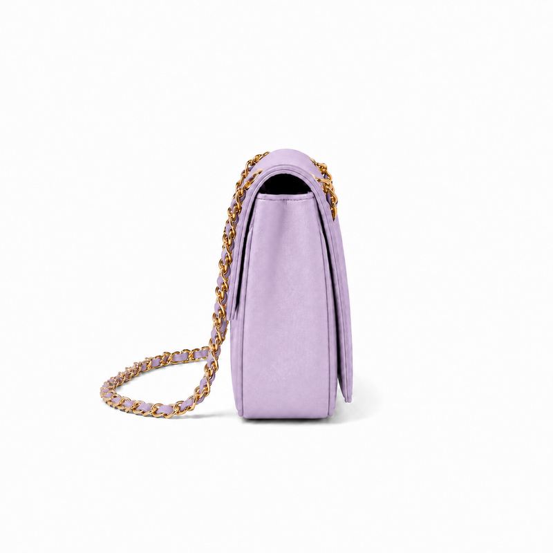 Lavender Textured Chain Strap Shoulder Bag-2