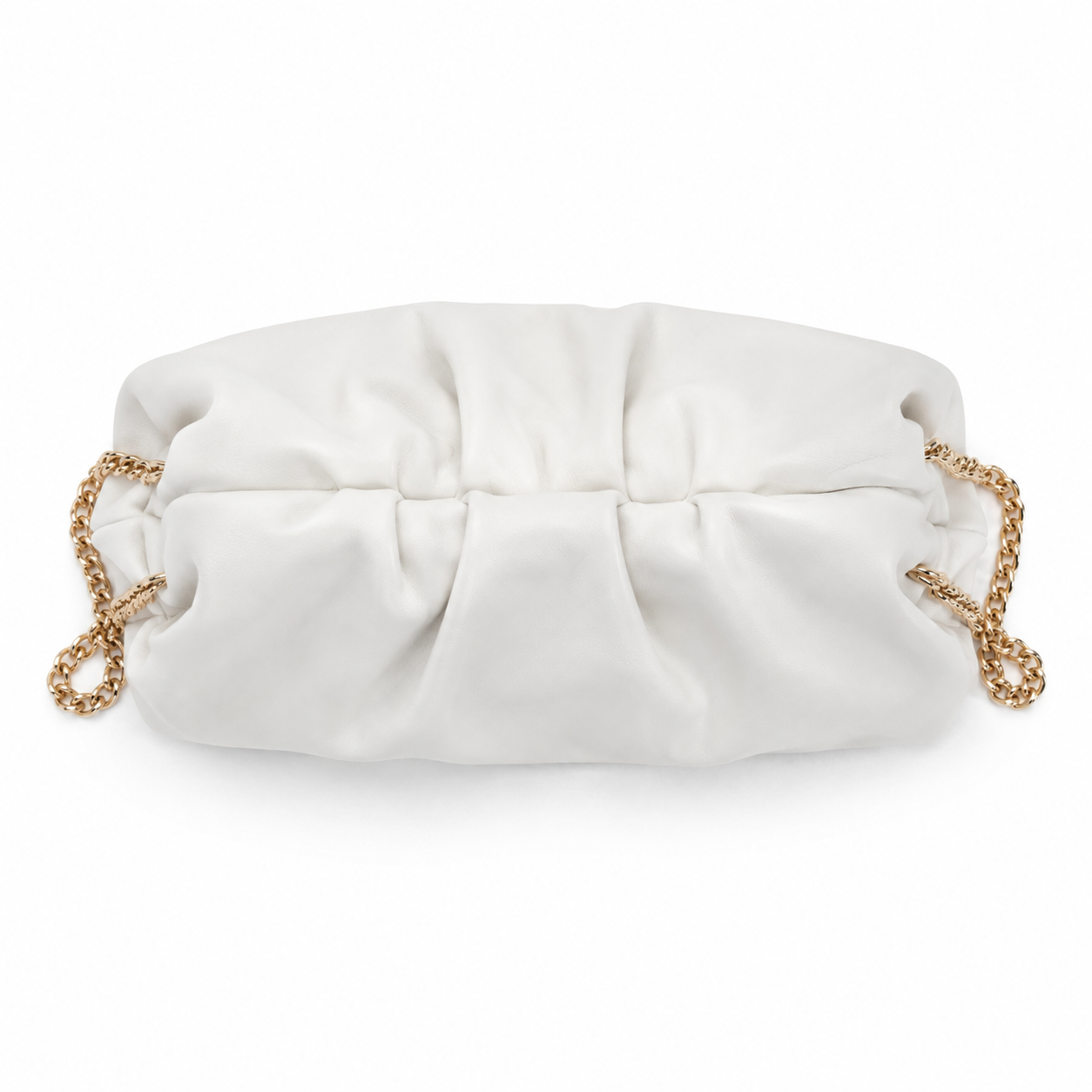 Elegant White Ruched Clutch Bag-4