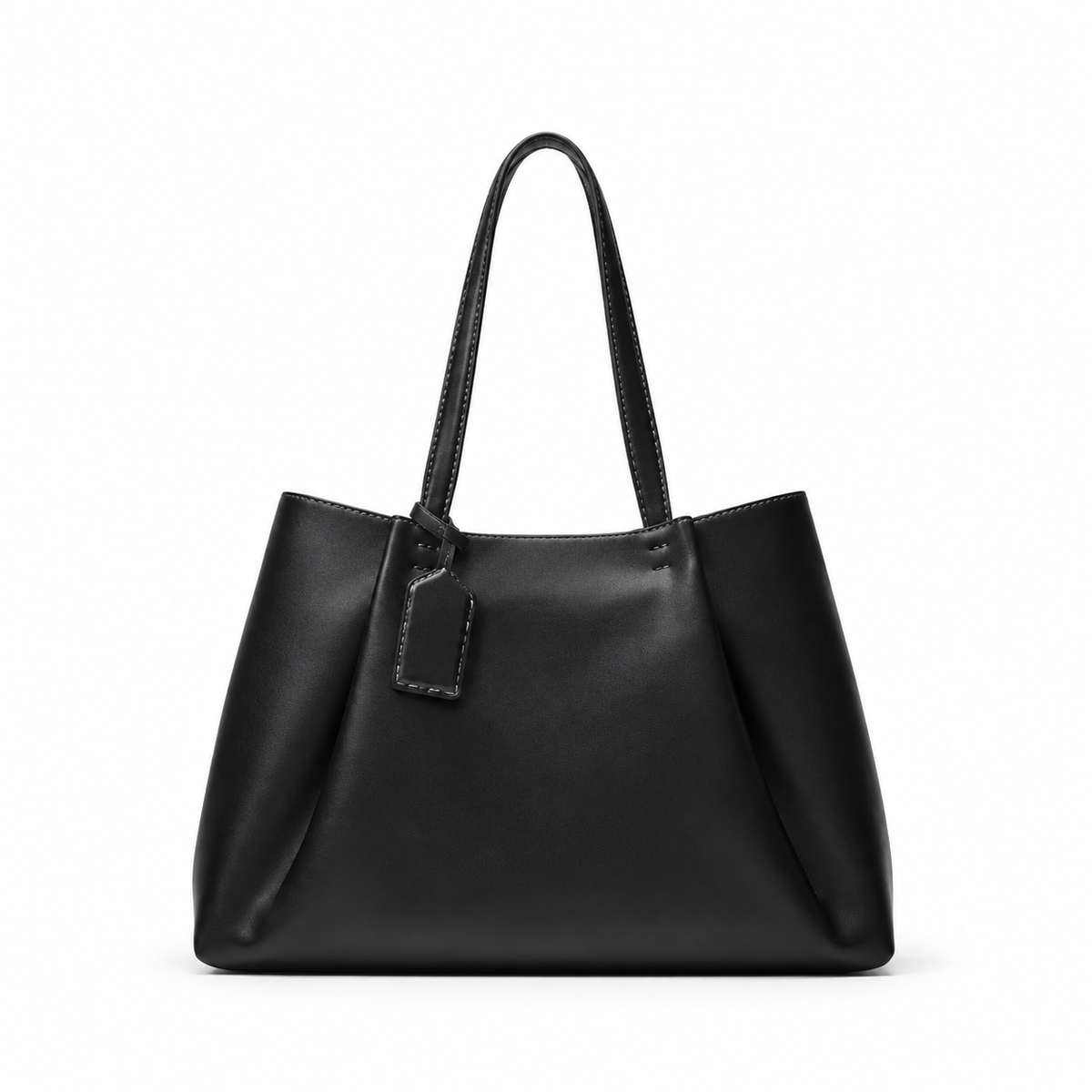 Elegant Black Leather Everyday Shoulder Tote-4