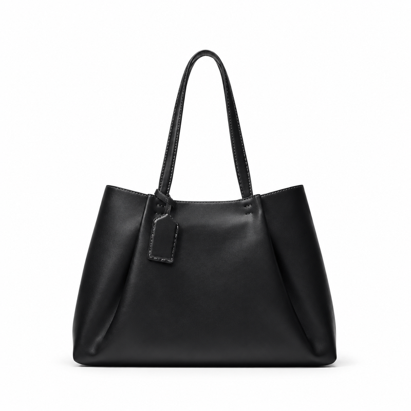 Elegant Black Leather Everyday Shoulder Tote-4