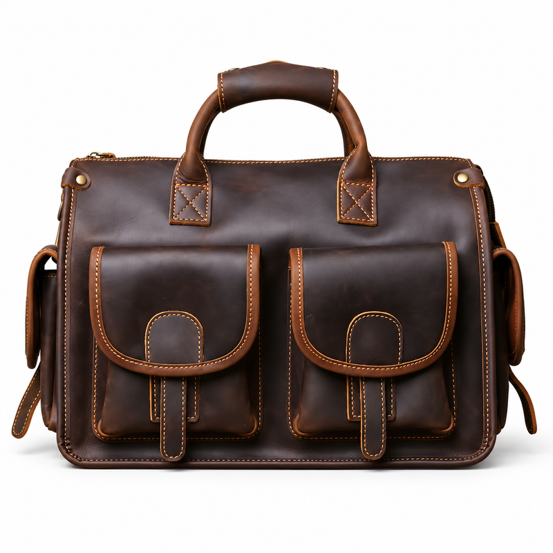 Classic Dark Brown Multi Pocket Briefcase-4