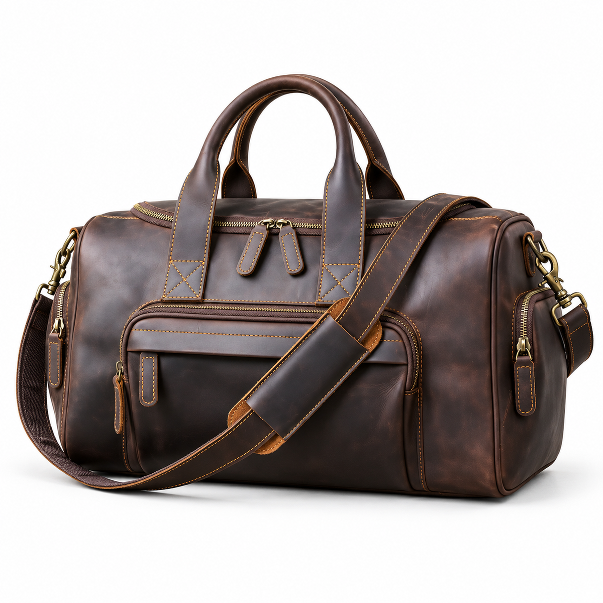 Classic Brown Overnight Duffel Travel Bag-3