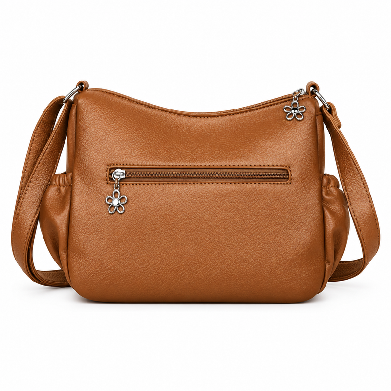 Tan Brown Satchel Bag With Pockets-2