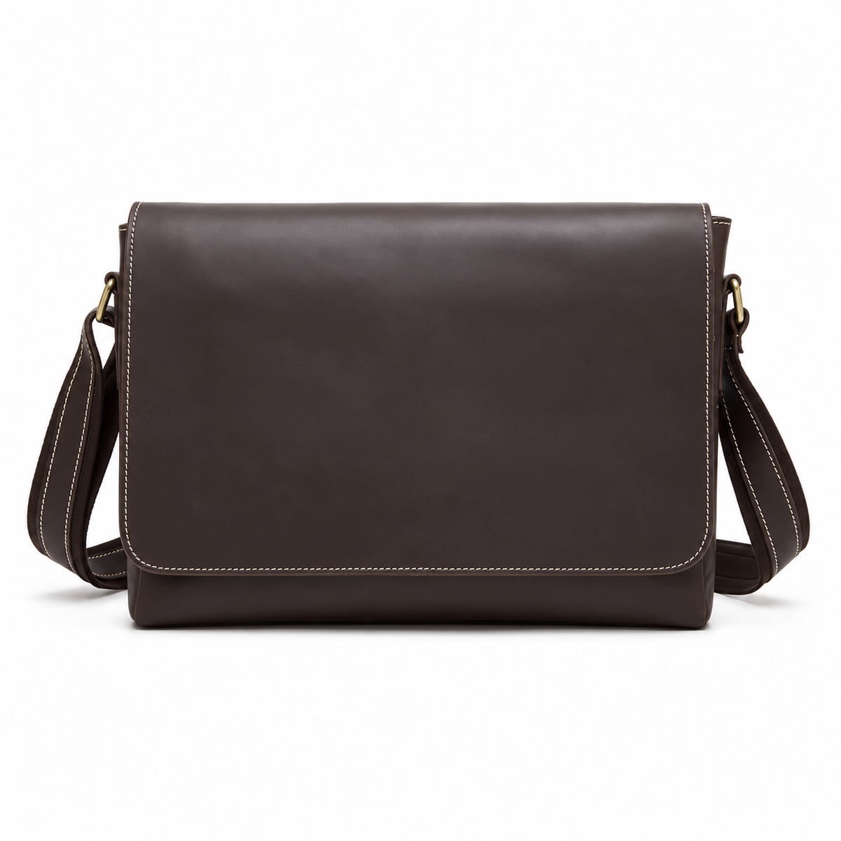 Classic Brown Leather Laptop Messenger Bag-4