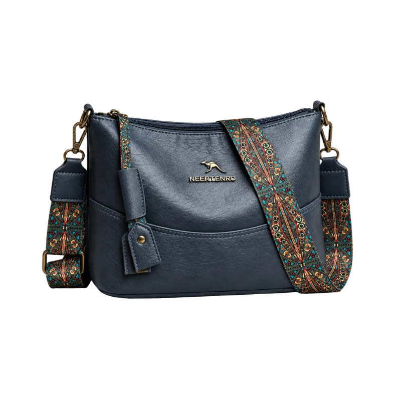 Navy Crossbody Bag With Colourful Strap-1