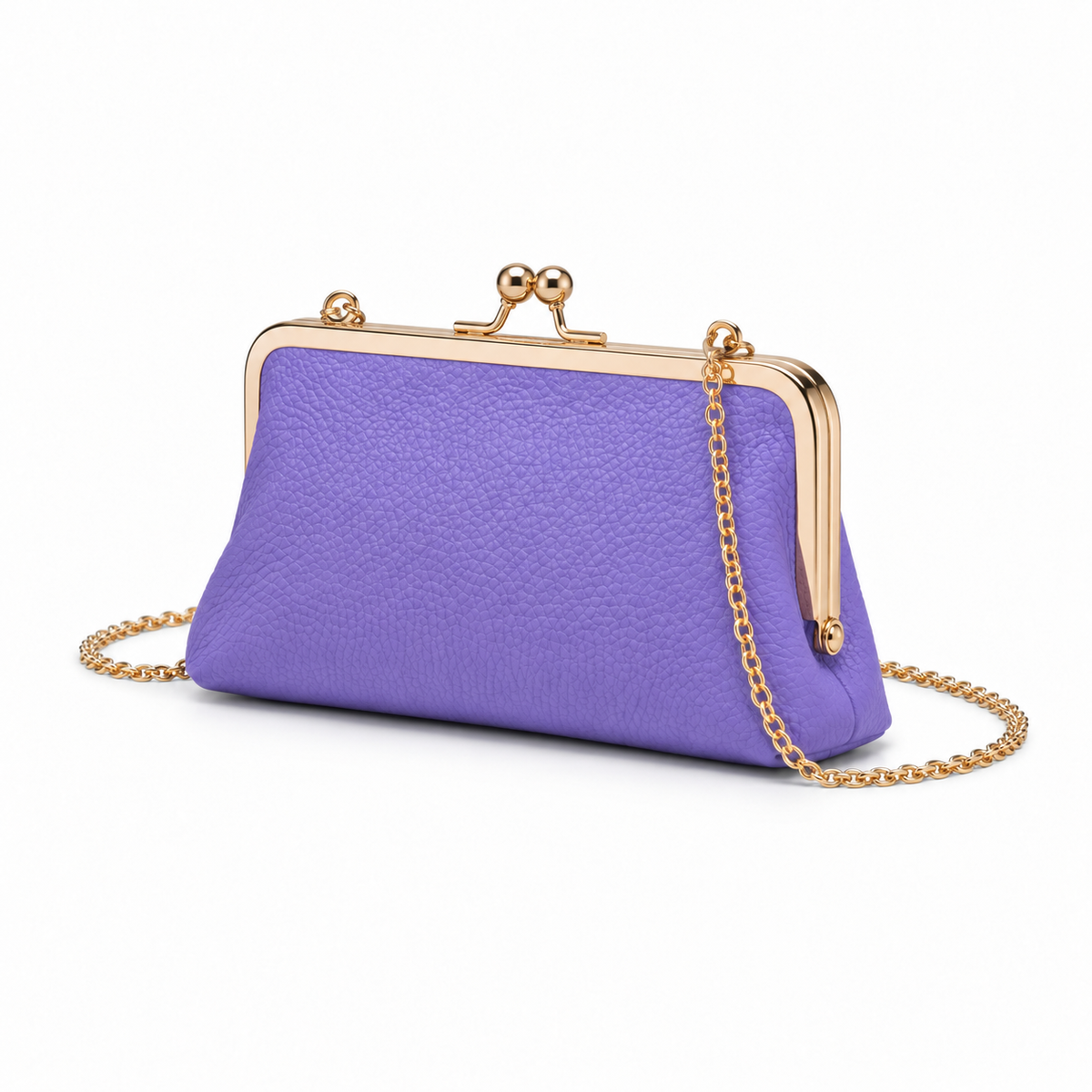 Lavender Purple Kiss-Lock Crossbody Clutch Bag-2