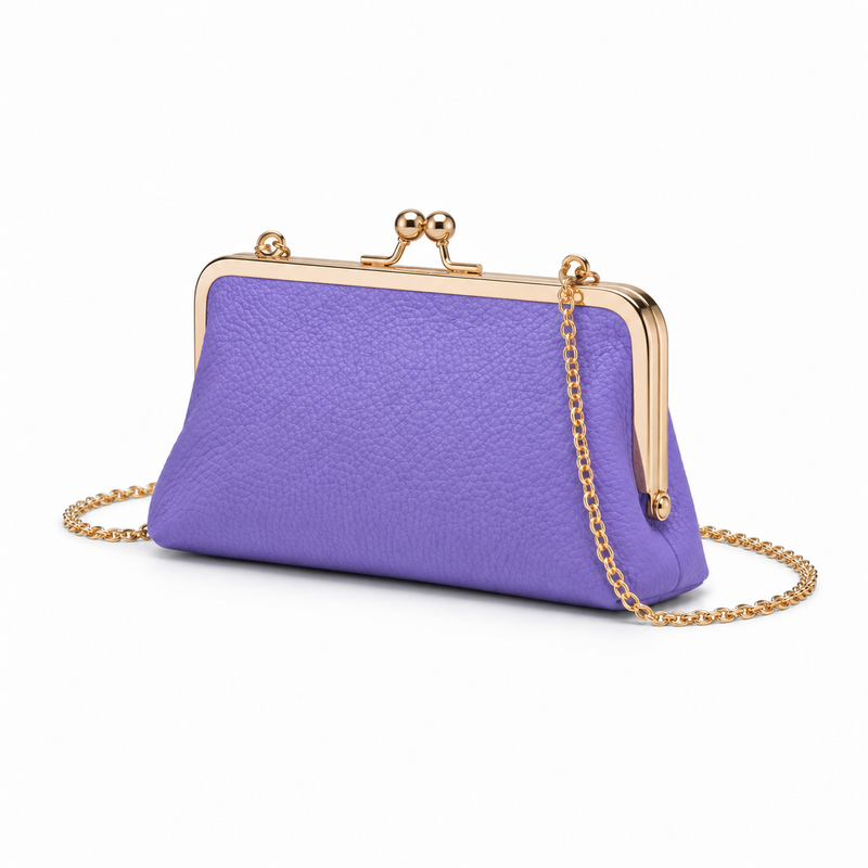 Lavender Purple Kiss-Lock Crossbody Clutch Bag-2