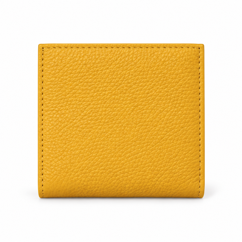 Mustard Yellow Textured Snap Closure Wallet-2
