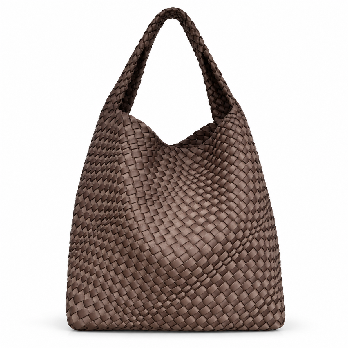 Elegant Brown Woven Hobo Shoulder Bag-3